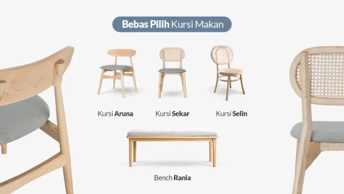 Tren Desain Meja Makan Minimalis Terpopuler di 2025 - Kursi Sekar Aruna Selin Bench Rania